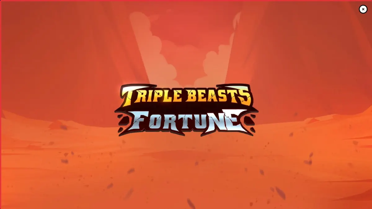 Tampilan visual slot Triple Beasts of Fortune dengan latar belakang ngarai dan simbol hewan buas.